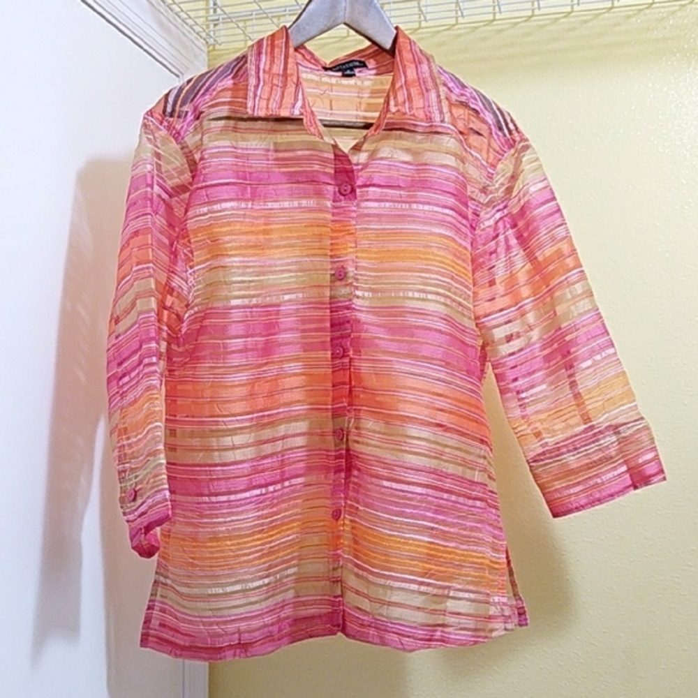 Sheer‎ Ribbon Embroidered Shirt - Sz Medium